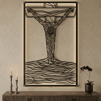 Cuadro Religioso Crucifixión en Acero Arte Sacro