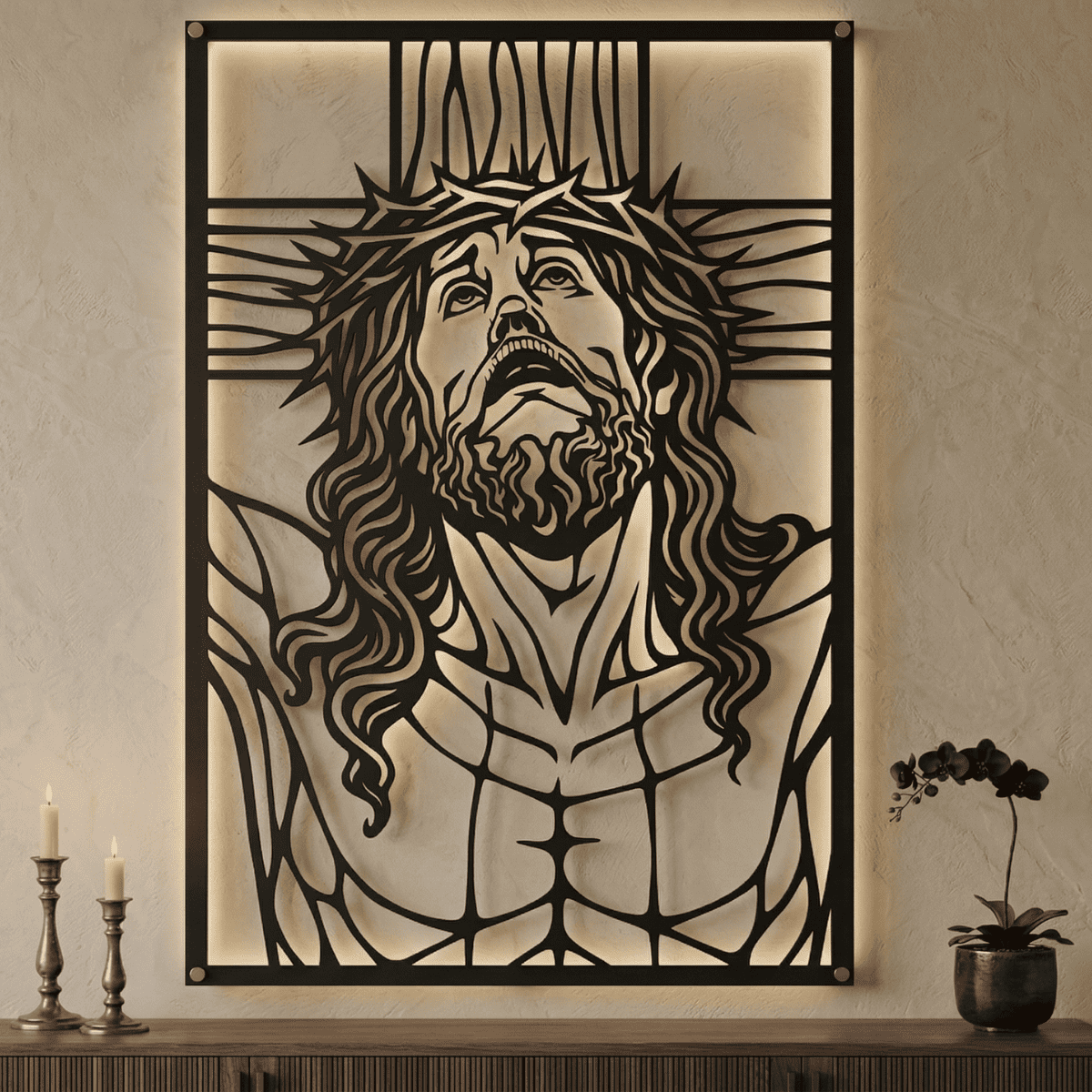 Cuadro Religioso Jesucristo en la Cruz en Acero