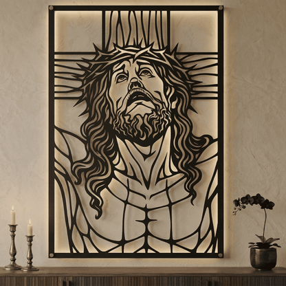 Cuadro Religioso Jesucristo en la Cruz en Acero