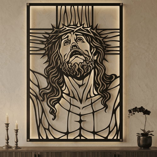 Cuadro Religioso Jesucristo en la Cruz en Acero
