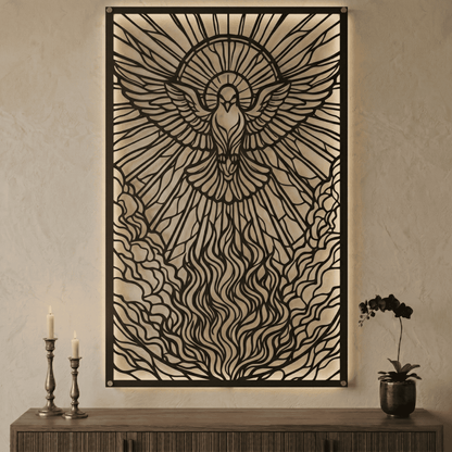 Cuadro Religioso Espiritu Santo Resplandor Acero Arte Sacro