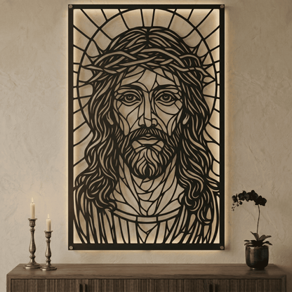 Cuadro Religioso Rostro de Cristo Acero Arte Sacro