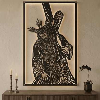 Cuadro Religioso Jesús con la Cruz a Cuestas Acero Arte Sacro