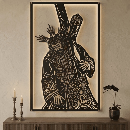 Cuadro Religioso Jesús con la Cruz a Cuestas Acero Arte Sacro