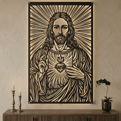 Cuadro Religioso Sagrado Corazón de Jesús Acero Arte Sacro
