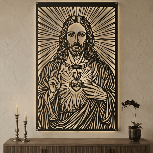 Cuadro Religioso Sagrado Corazón de Jesús Acero Arte Sacro