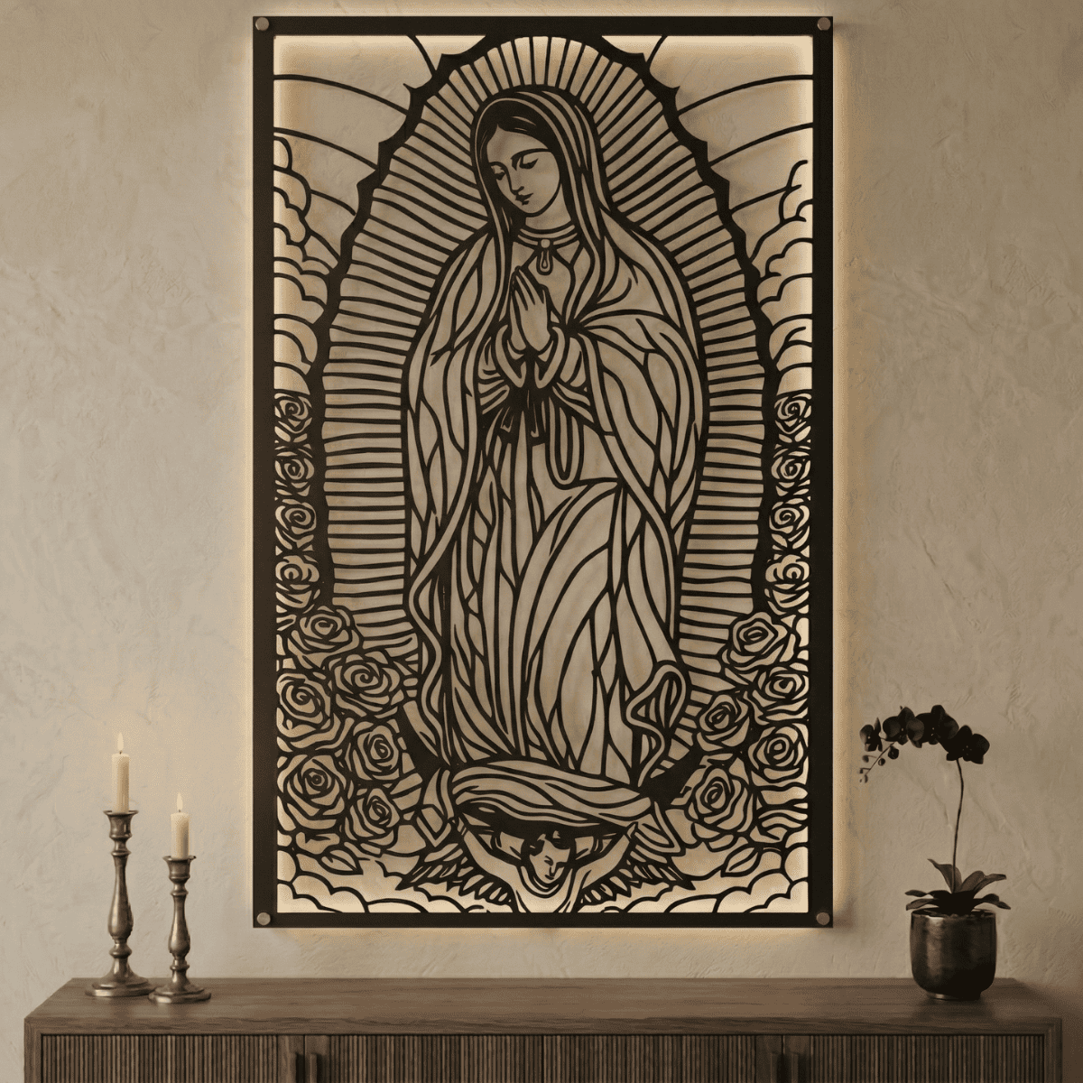 Cuadro Religioso Virgen de Guadalupe Acero Arte Sacro
