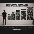 Comparación de tamaños de los cuadros en acero con una persona de 180 cm