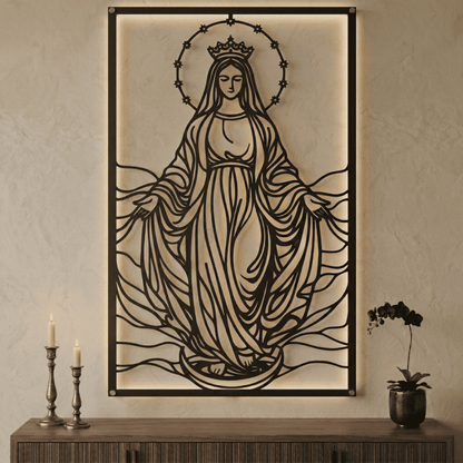 Cuadro Religioso Virgen Maria Acero Arte Sacro