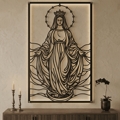 Cuadro Religioso Virgen Maria Acero Arte Sacro