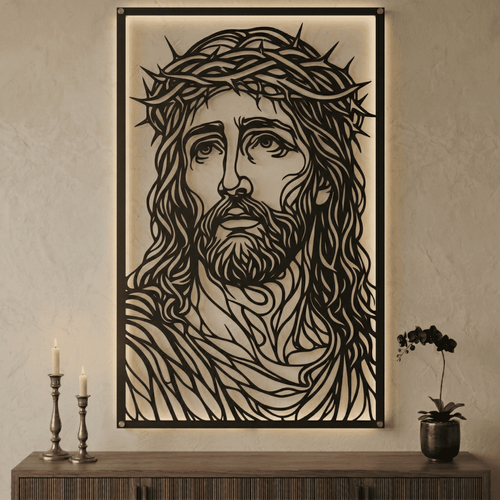 Cuadro Religioso Rostro de Jesús Acero Arte Sacro