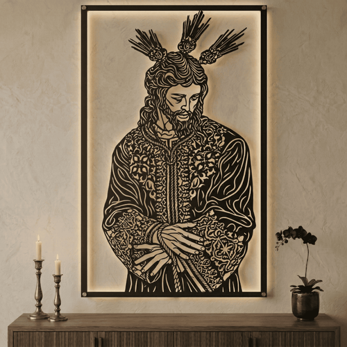 Cuadro Religioso Jesús Cautivo Túnica Acero Arte Sacro