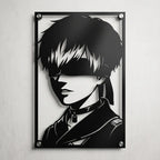 Cuadro de acero de 9S de NieR Automata colgado en pared