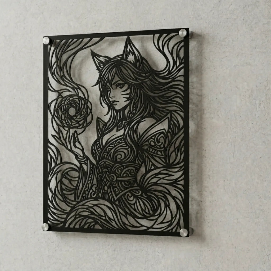 Cuadro decorativo en acero de Ahri Versión B de League of Legends cortado a láser - Noxhound