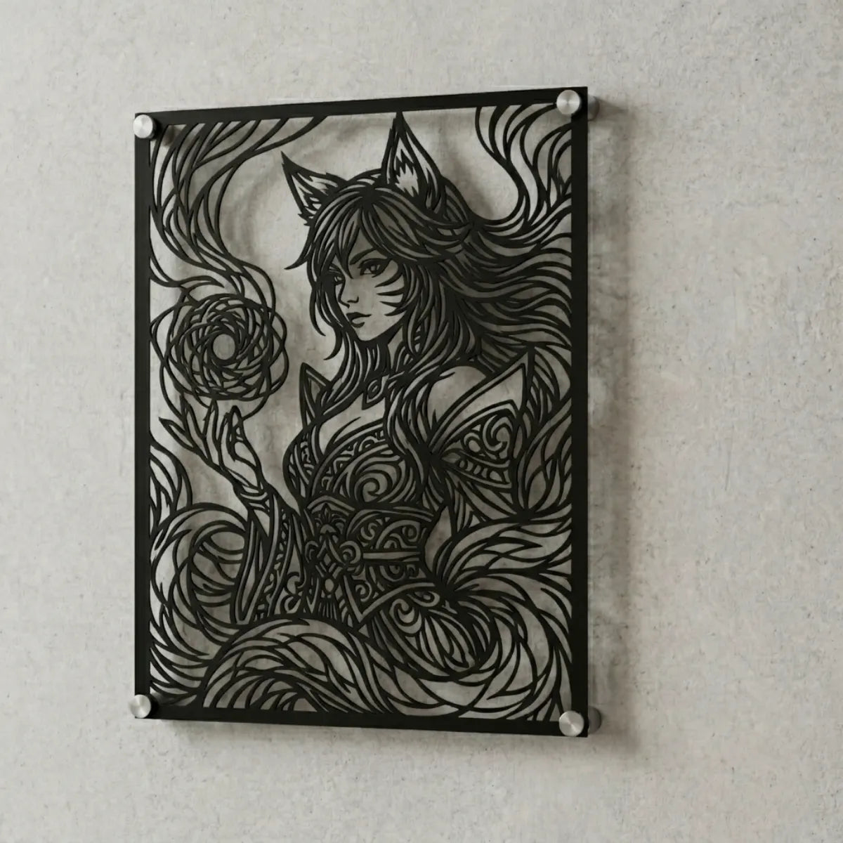 Cuadro decorativo en acero de Ahri Versión B de League of Legends cortado a láser - Noxhound