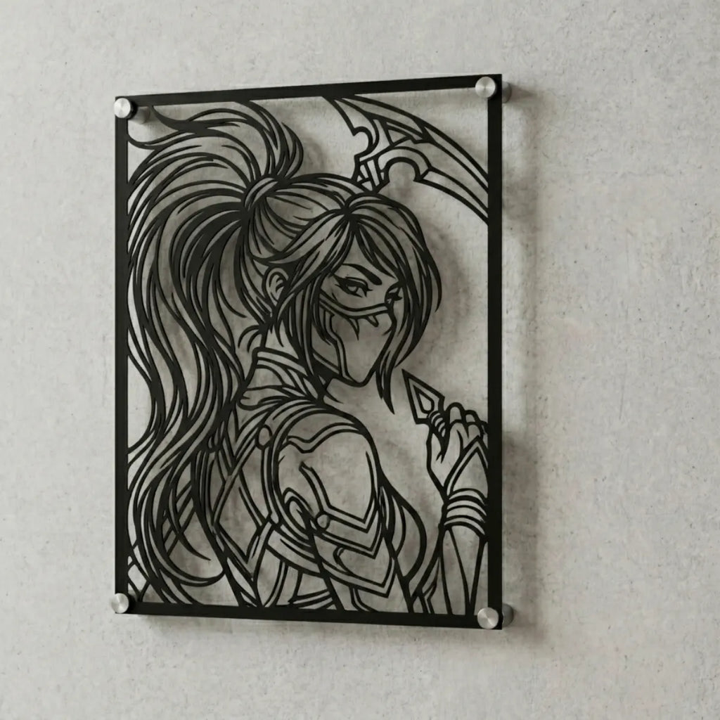 Cuadro decorativo en acero de Akali de League of Legends cortado a láser - Noxhound