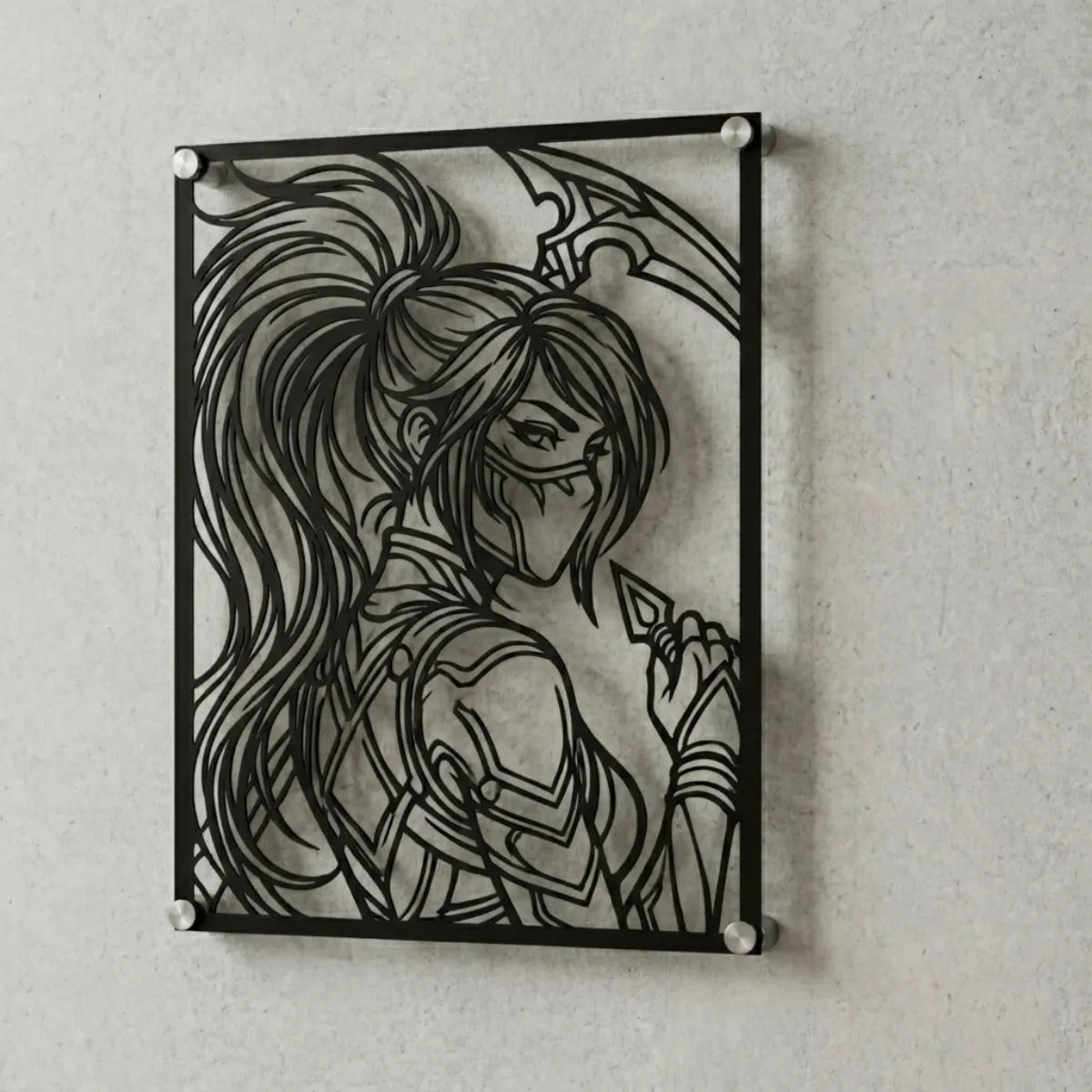 Cuadro decorativo en acero de Akali de League of Legends cortado a láser - Noxhound