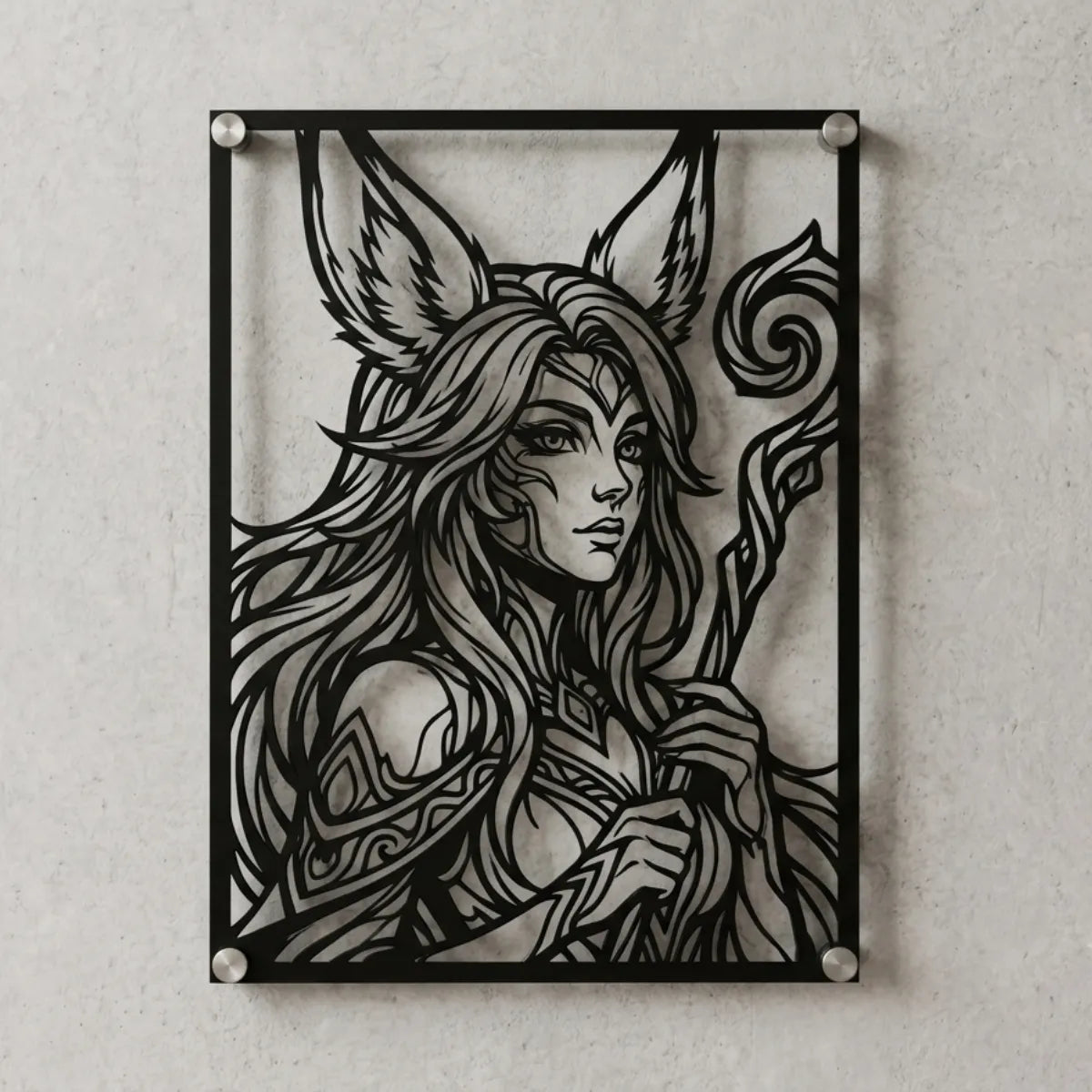 Cuadro decorativo en acero de Aurora de League of Legends cortado a láser - Noxhound
