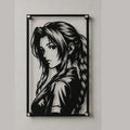 Cuadro de acero de Aerith Gainsborough de Final Fantasy VII colgado en pared