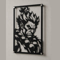 Cuadro de acero de Akuma de Street Fighter colgado en pared