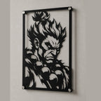 Cuadro de acero de Akuma de Street Fighter colgado en pared