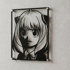 Cuadro de acero de Anya Forger de Spy x Family colgado en pared