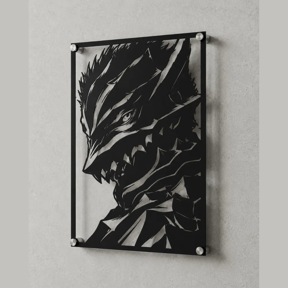 Cuadro de acero de la Armadura del Berserker de Berserk colgado en pared