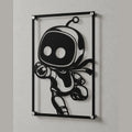 Cuadro de acero de Astro Bot colgado en pared