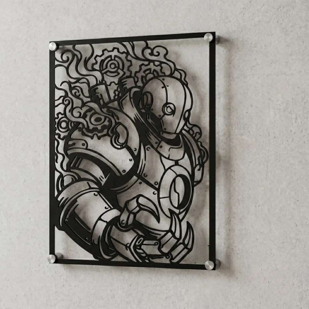 Cuadro decorativo de Blitzcrank de League of Legends en acero cortado a láser