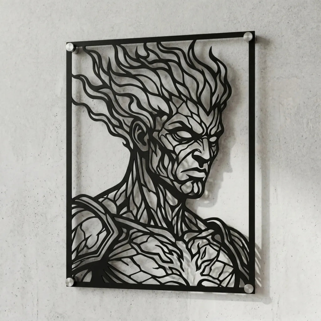 Cuadro decorativo de Brand de League of Legends en acero cortado a láser