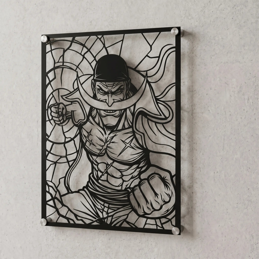 Cuadro decorativo en acero de Barbablanca de One Piece cortado a láser - Noxhound