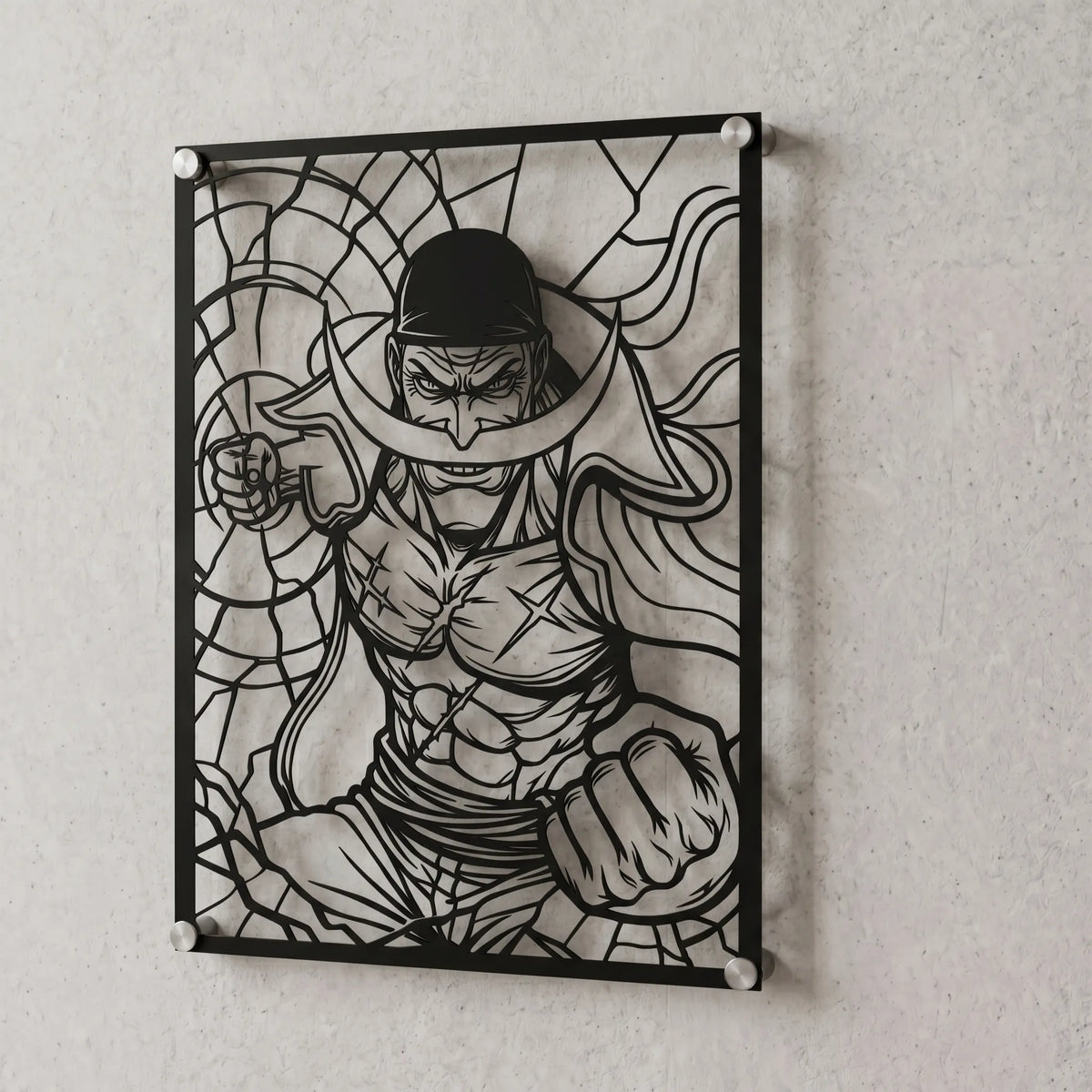 Cuadro decorativo en acero de Barbablanca de One Piece cortado a láser - Noxhound