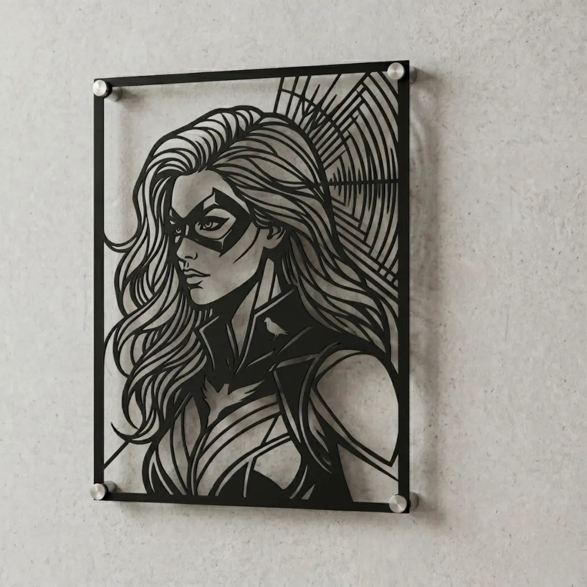 Cuadro decorativo en acero de Canario Negro de DC cortado a láser - Noxhound