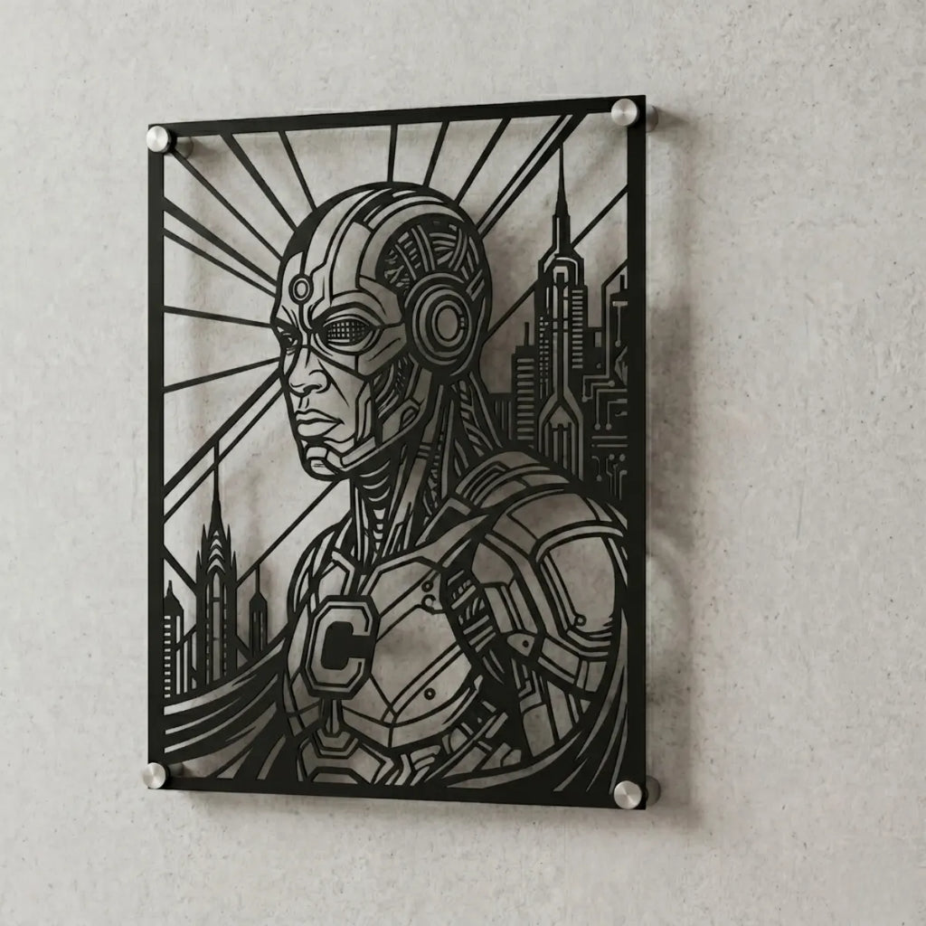 Cuadro decorativo en acero de Cyborg de DC cortado a láser - Noxhound