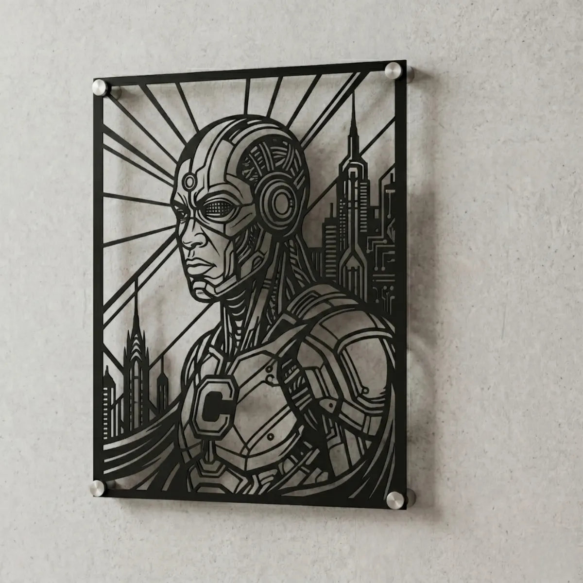 Cuadro decorativo en acero de Cyborg de DC cortado a láser - Noxhound