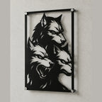 Cuadro de acero de Cerbero del videojuego Hades colgado en pared