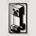 Cuadro de acero del Creeper de Minecraft colgado en pared