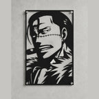 Cuadro de acero de Crocodile de One Piece colgado en pared