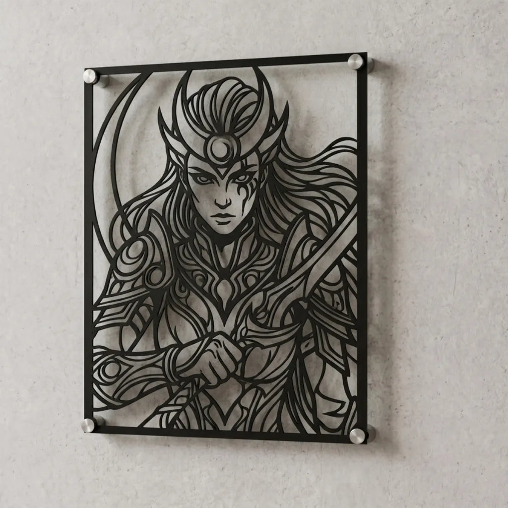Cuadro decorativo en acero de Diana de League of Legends cortado a láser - Noxhound