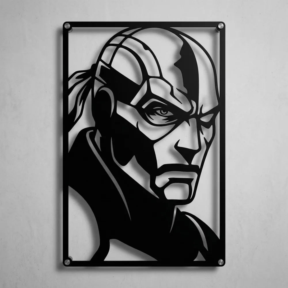Cuadro de acero de Deathstroke de DC colgado en pared