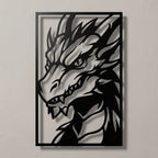 Cuadro de acero del Dragón Blanco de Ojos Azules de Yu-Gi-Oh colgado en pared