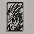 Cuadro de acero del Dragón Negro de Ojos Rojos de Yu-Gi-Oh colgado en pared