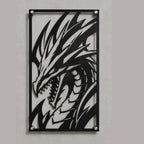 Cuadro de acero del Dragón Negro de Ojos Rojos de Yu-Gi-Oh colgado en pared