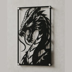 Cuadro de acero del dragón de Mortal Kombat colgado en pared