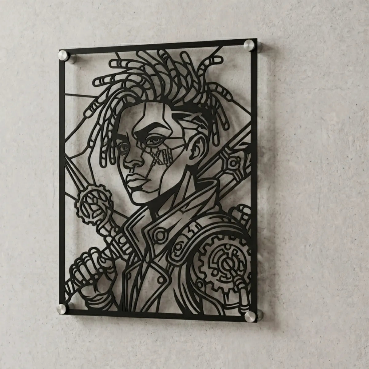 Cuadro decorativo de Ekko de League of Legends en acero cortado a láser