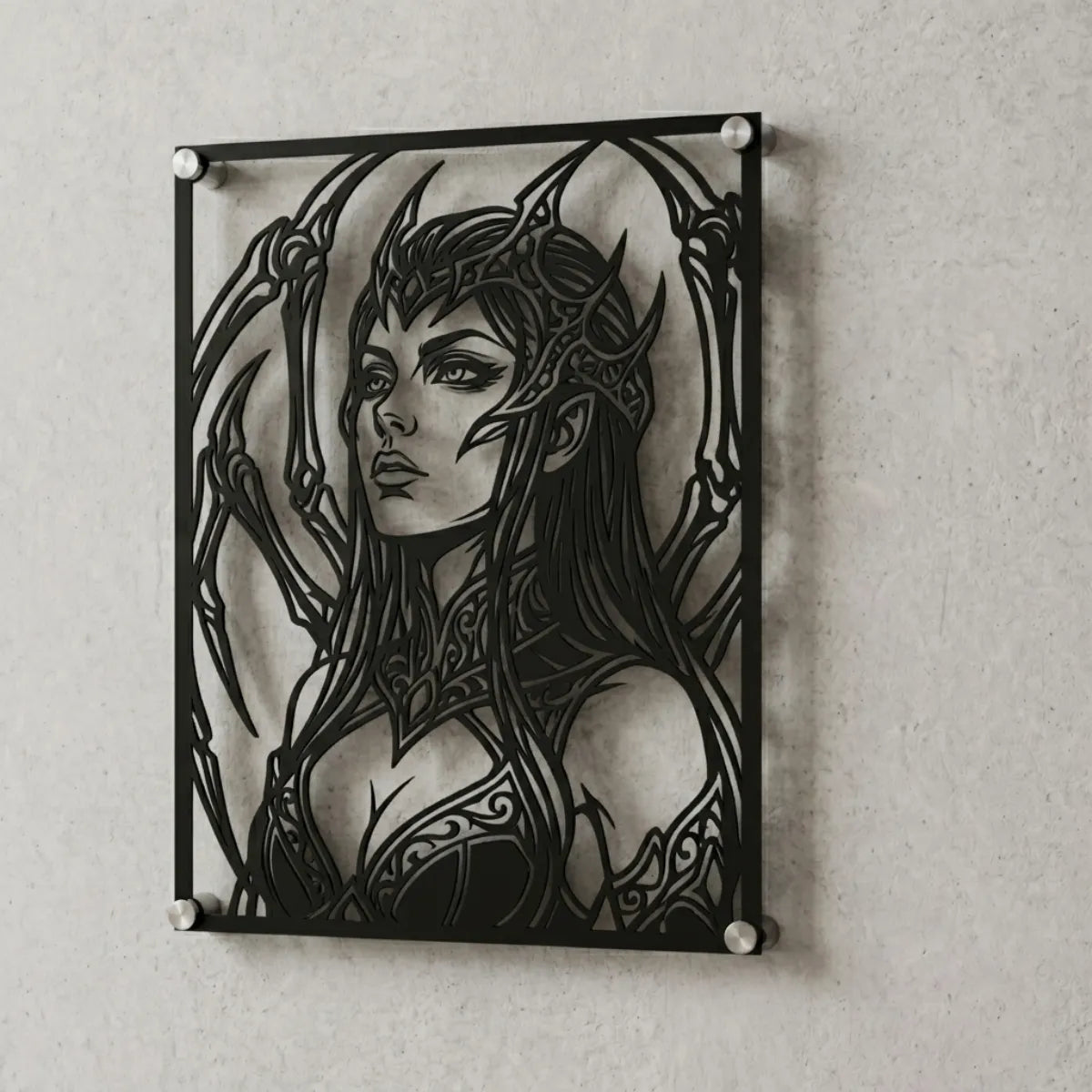 Cuadro decorativo de Elise de League of Legends en acero cortado a láser