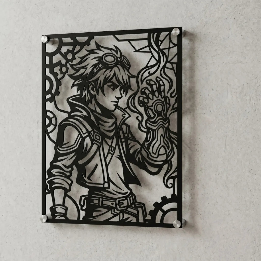 Cuadro decorativo de Ezreal de League of Legends en acero cortado a láser