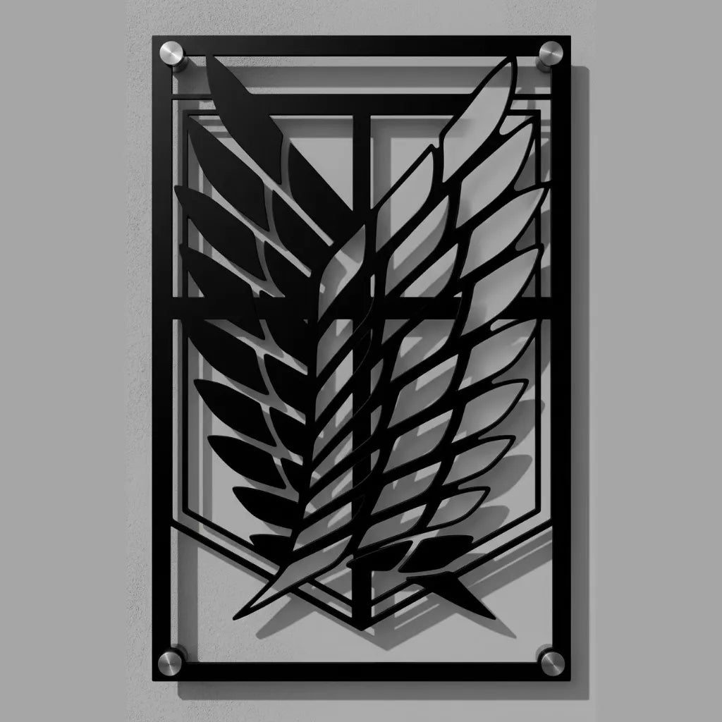 Cuadro decorativo en acero de Emblema Legión de Reconocimiento de Shingeki no Kyojin cortado a láser - Noxhound