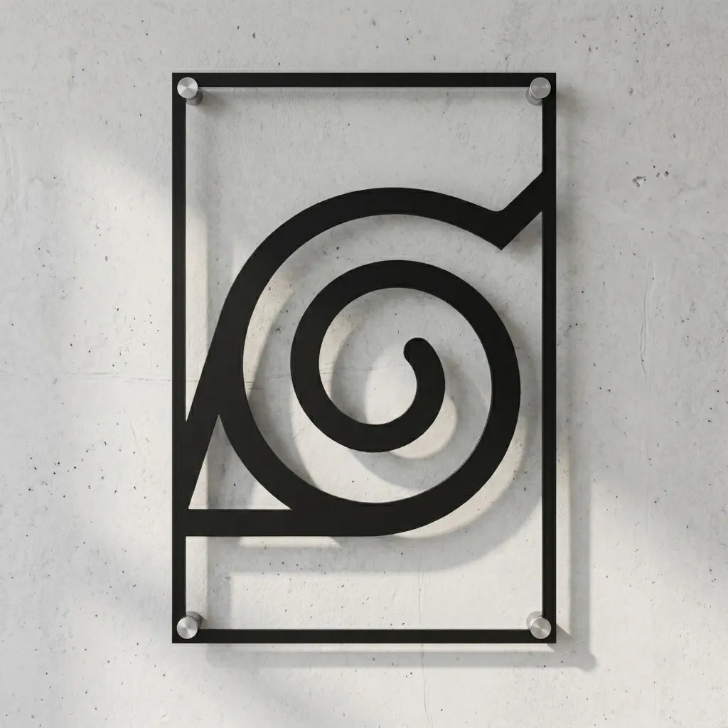 Cuadro decorativo en acero de Emblema de Konoha de Naruto cortado a láser - Noxhound