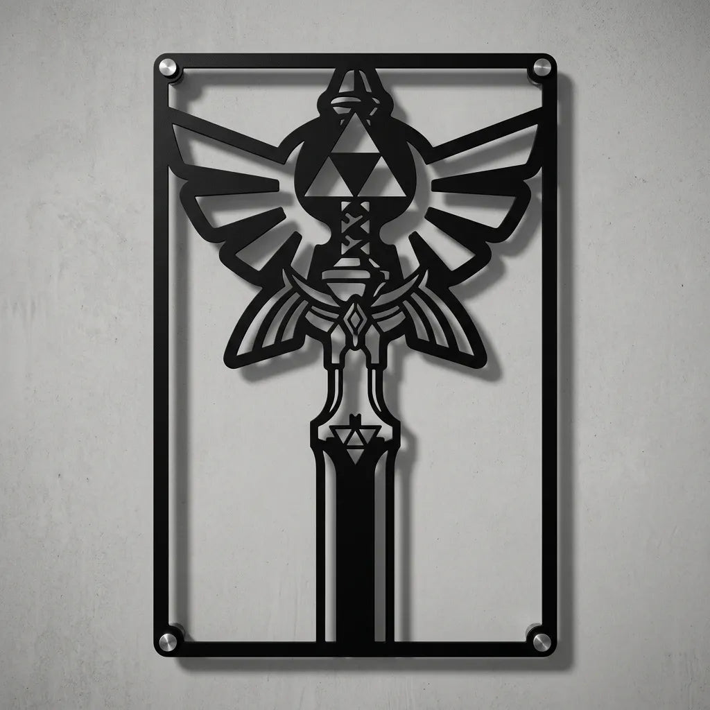 Cuadro decorativo en acero de Espada Maestra y Trifuerza de The Legend of Zelda cortado a láser - Noxhound